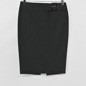 Vintage DOLCE GABBANA Pencil Skirt Size 40 Black Quiet Luxury Knee Length Buckle